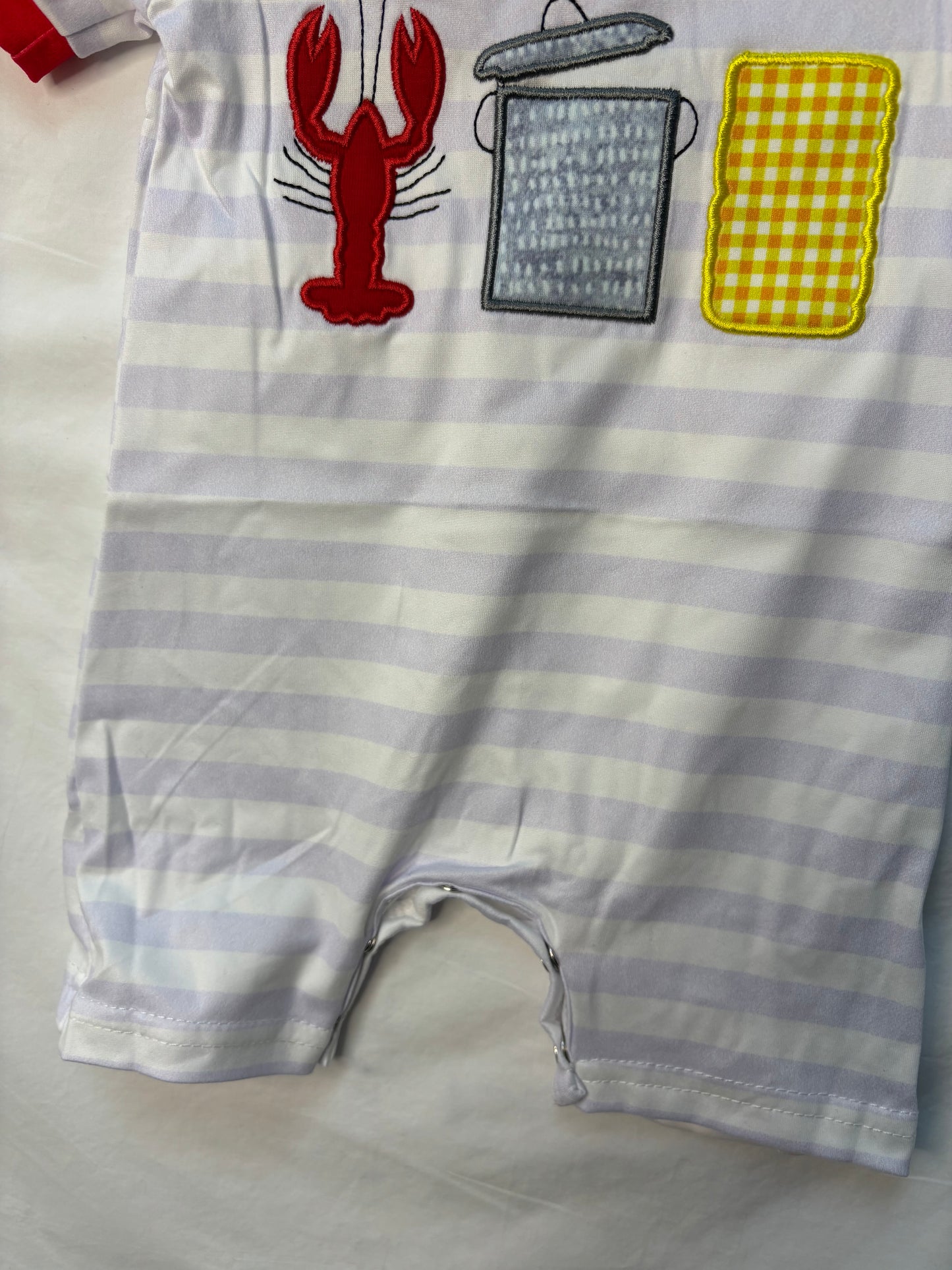 Crawfish Appliqué Cotton Boys Romper