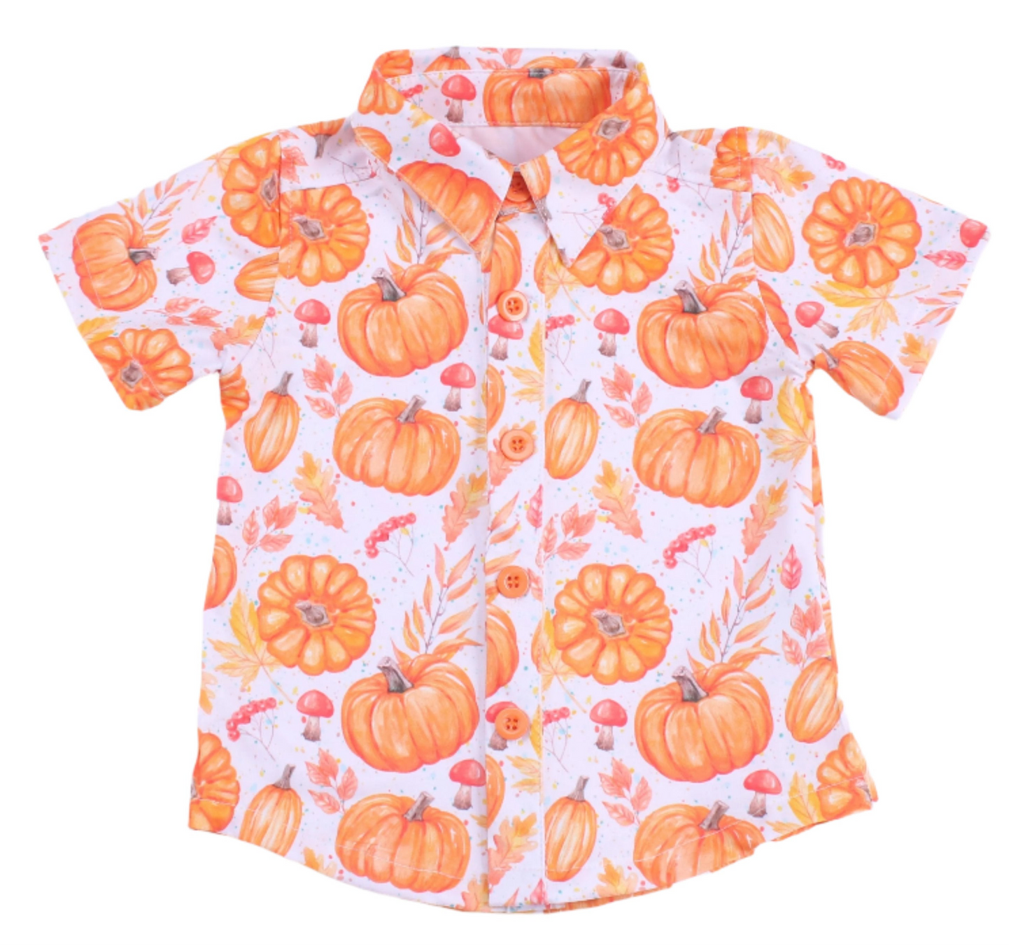 Pumpkin Splatter Button Down kids