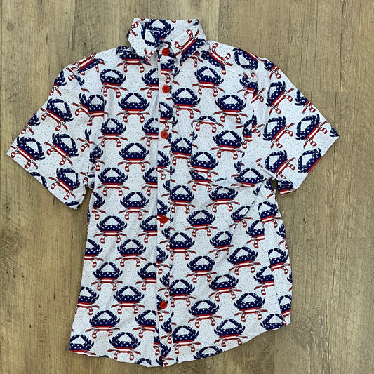 Patriotic Crab Print Mens Shirt
