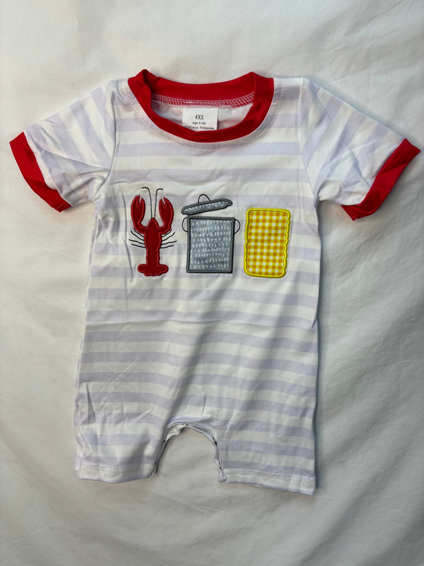 Crawfish Appliqué Cotton Boys Romper