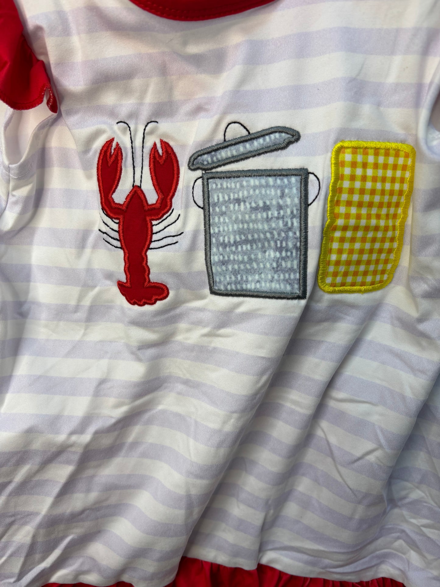 Crawfish Appliqué Cotton Two Piece Set