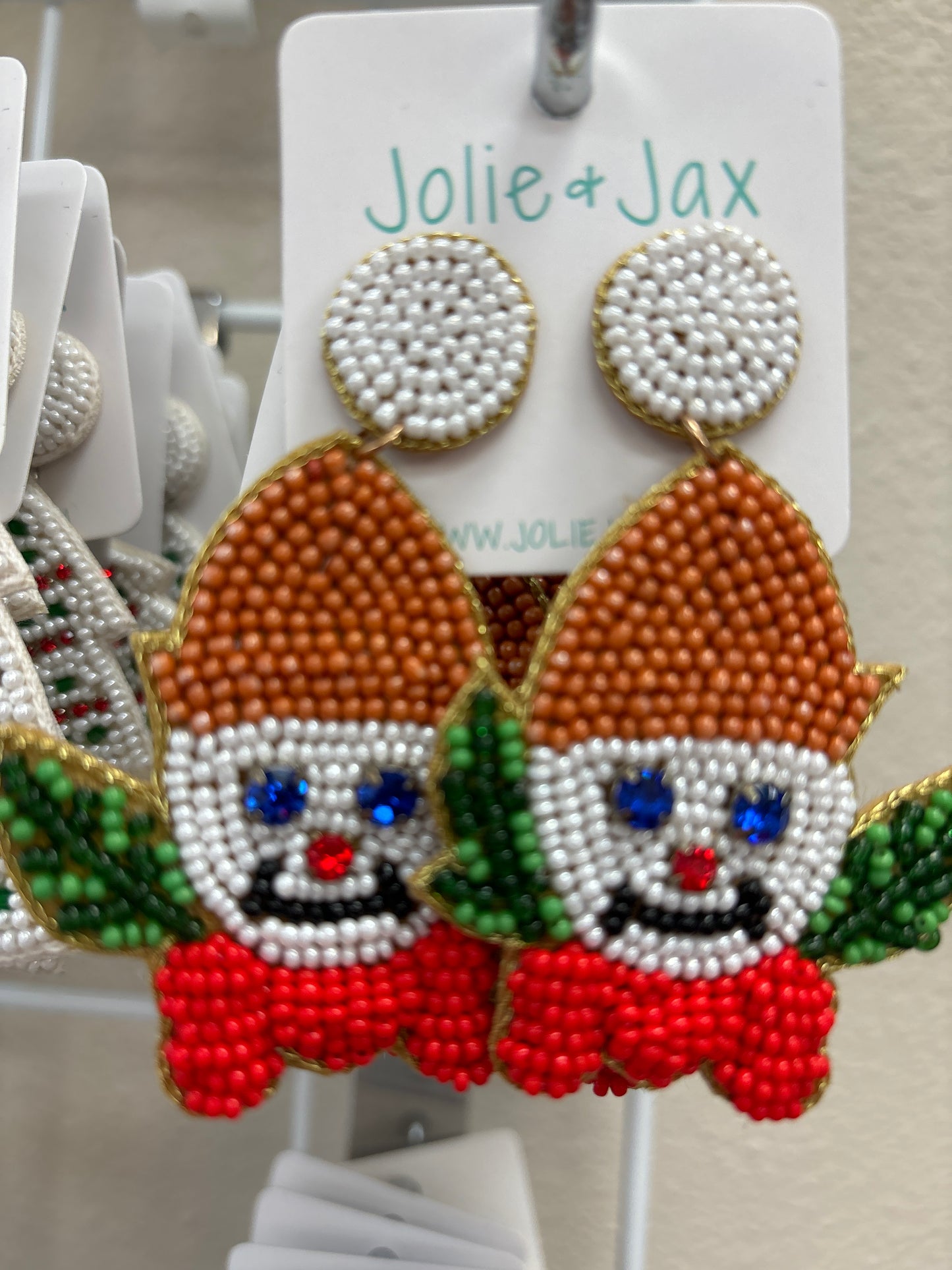 Beaded Snowman Head Earrings