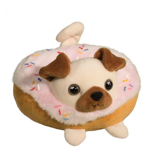 Pug, dog doughnut, stuffed toy, stuffy, plush sprinkles, pink
