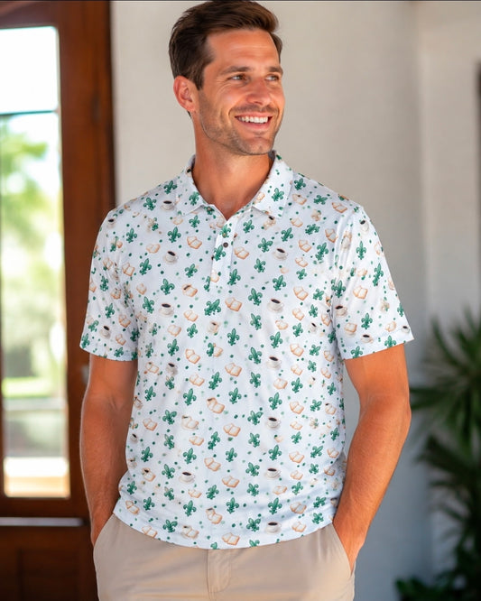 coffee beignets new orleans mens polo shirt
