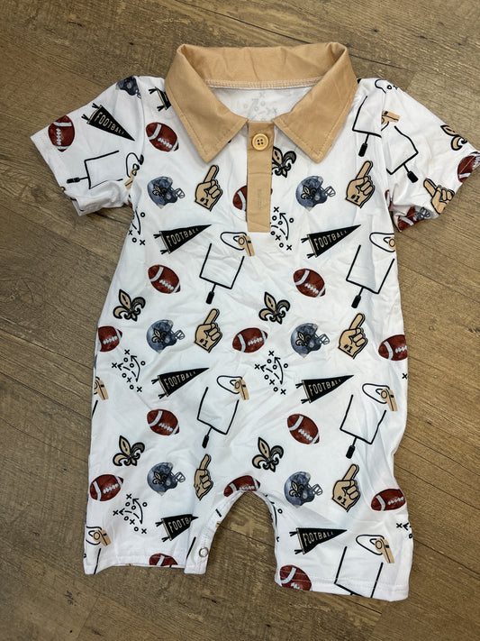 Fleur De Lis Football Polo Romper