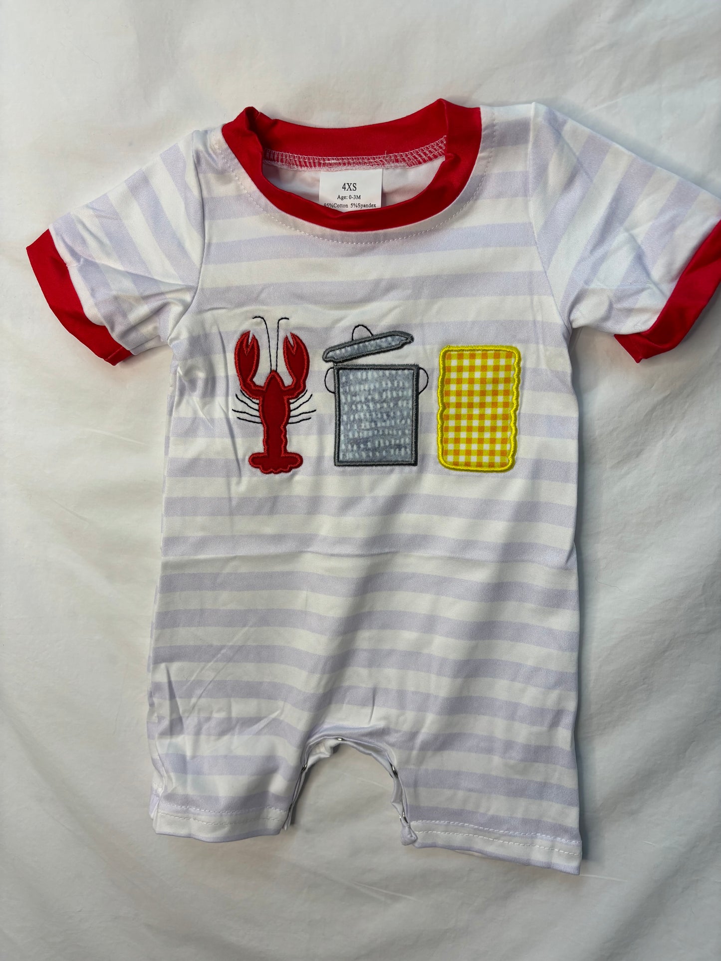 Crawfish Appliqué Cotton Boys Romper