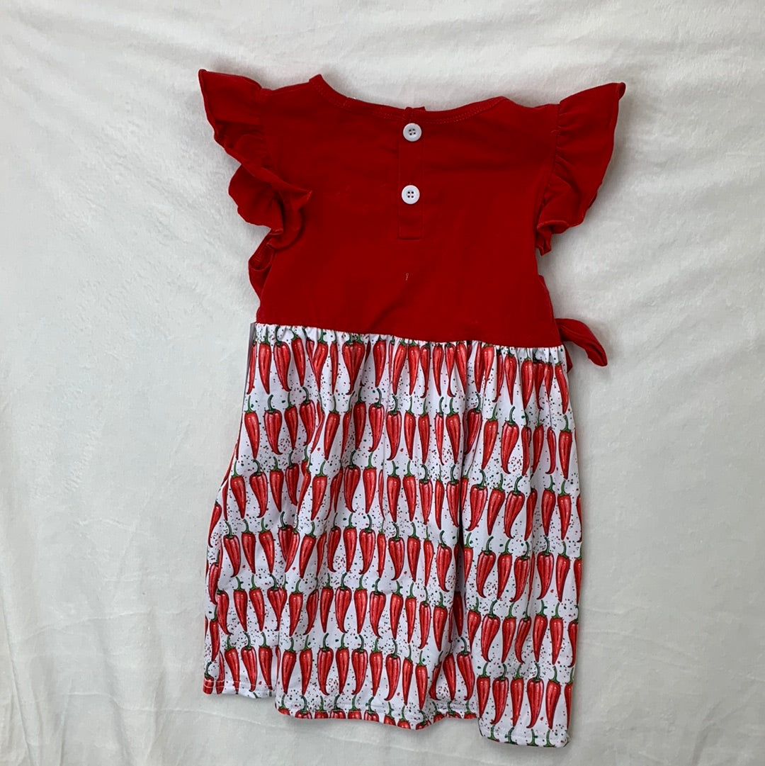 Chili Pepper Girls Dress with Red Top