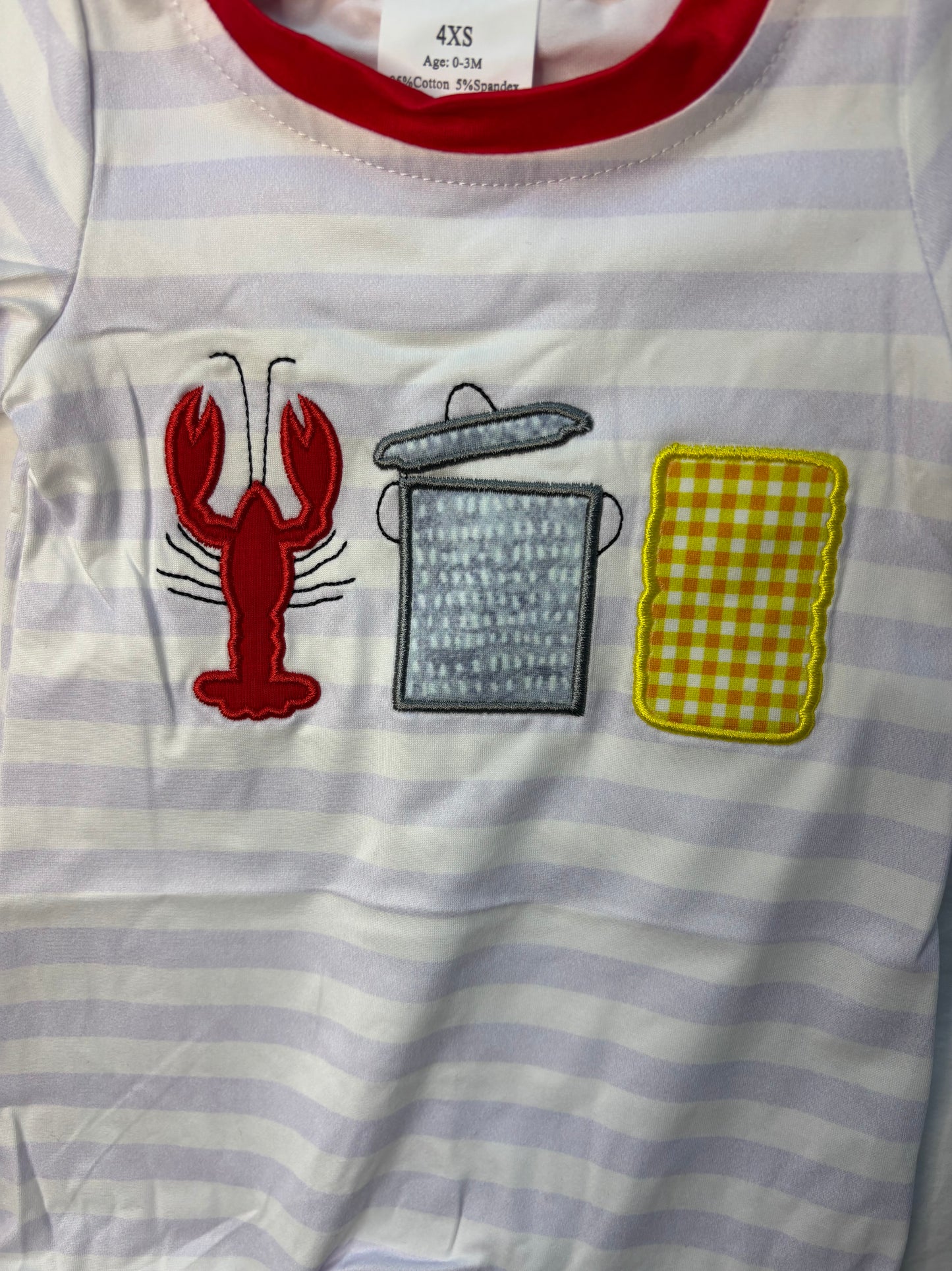 Crawfish Appliqué Cotton Boys Romper