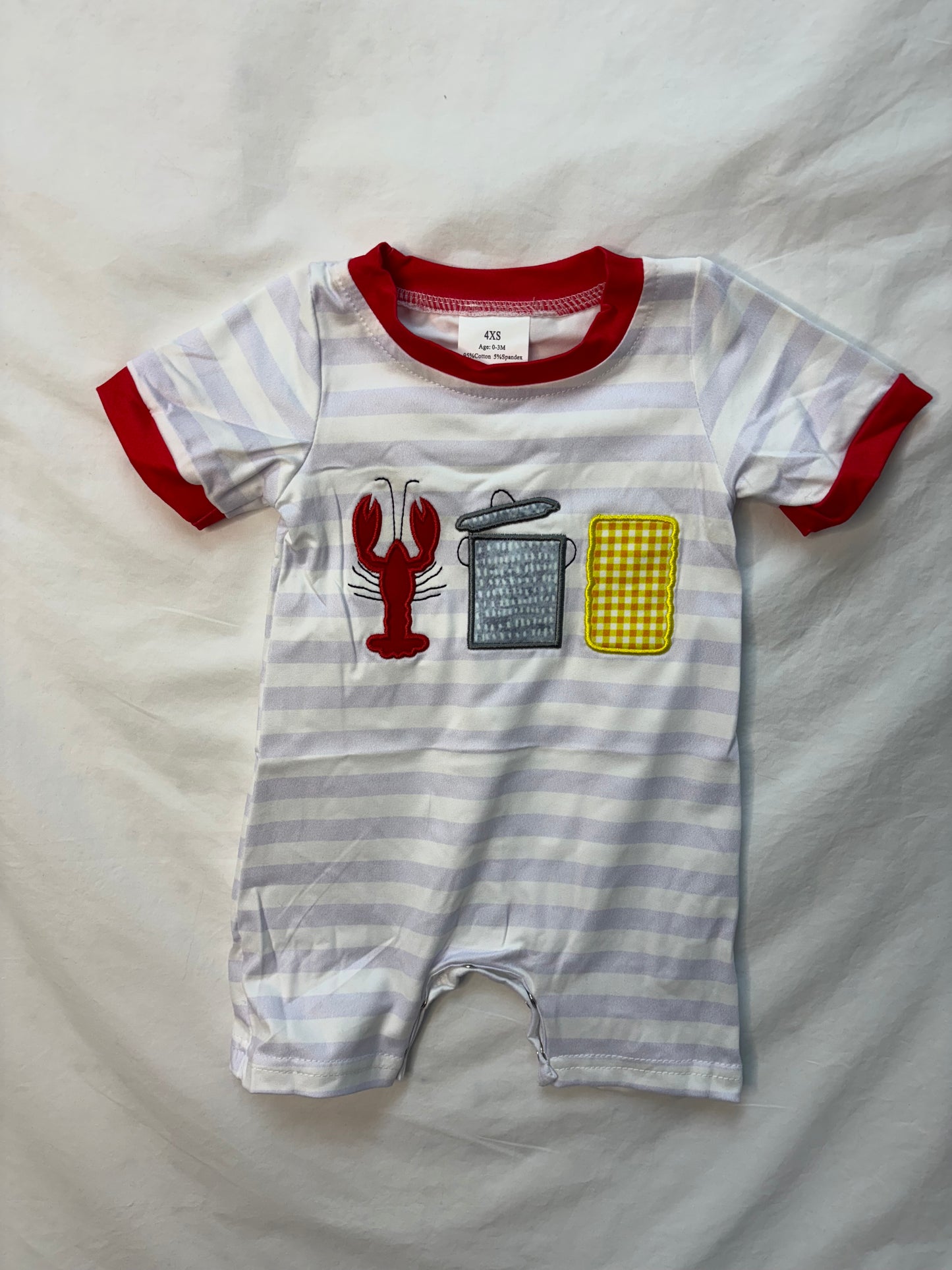 Crawfish Appliqué Cotton Boys Romper