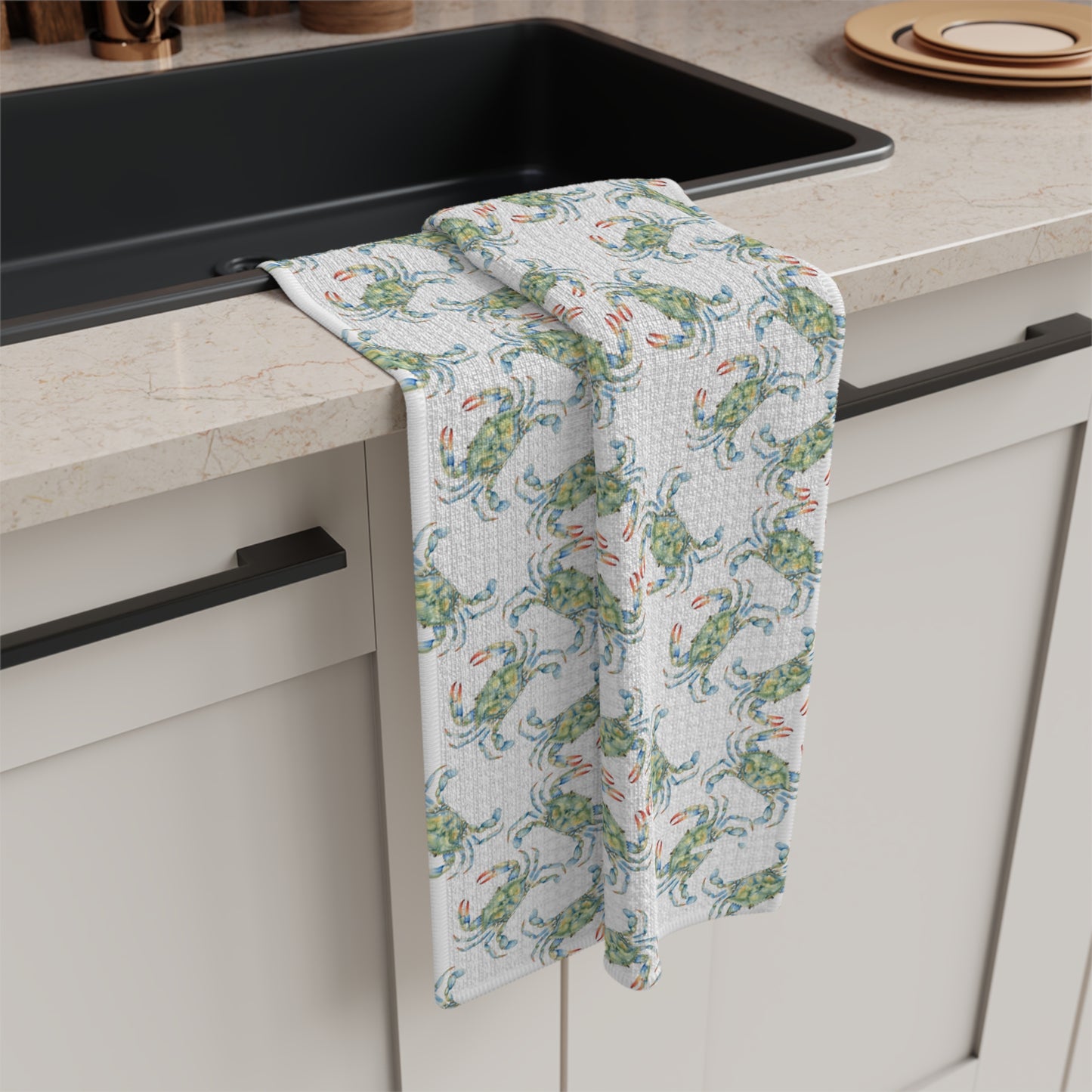 Blue crabs printed Microfiber Tea Towel — Kitchen Towel