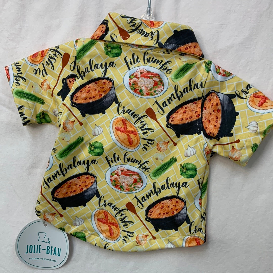 Jambalaya Crawfish Pie Kids Button Down Shirt