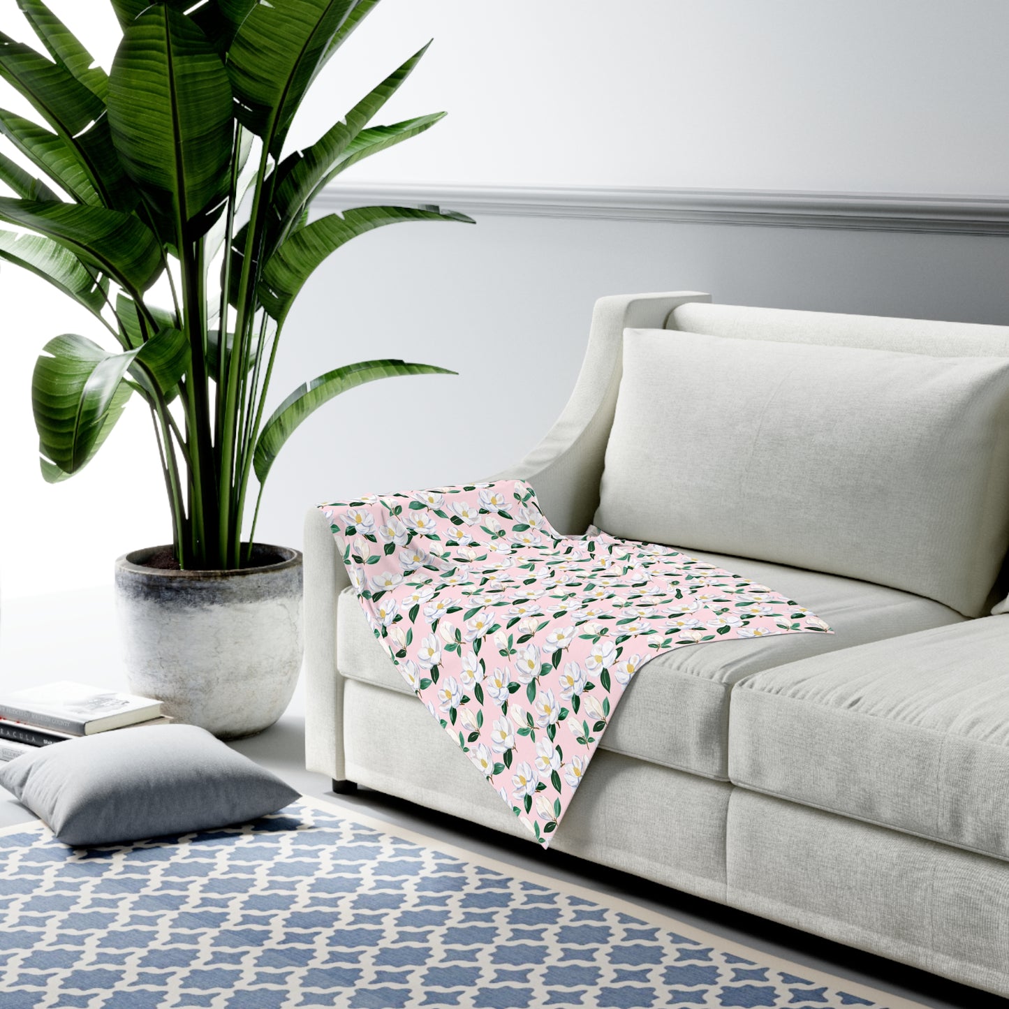 Floral Magnolia Swaddle Blanket — Pink Baby Wrap for Newborns & Baby Shower Gift