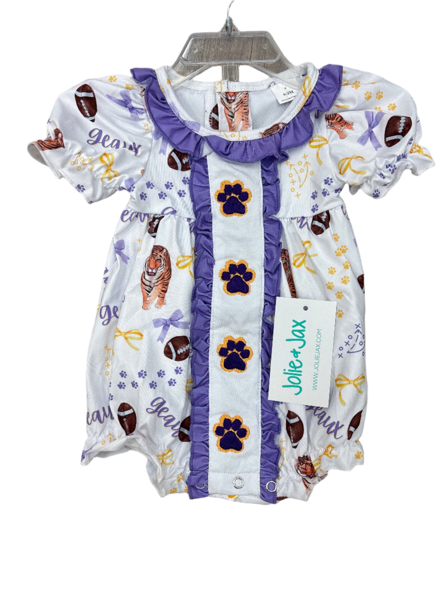 Game Day Tiger Embroidered Paw Print Bubble