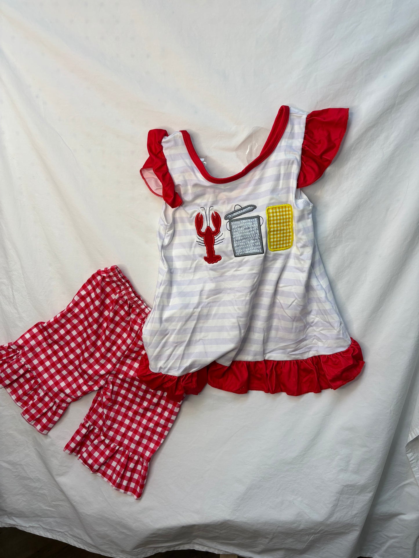 Crawfish Appliqué Cotton Two Piece Set