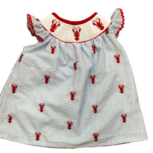 Seersucker Smocked Crawfish Dress