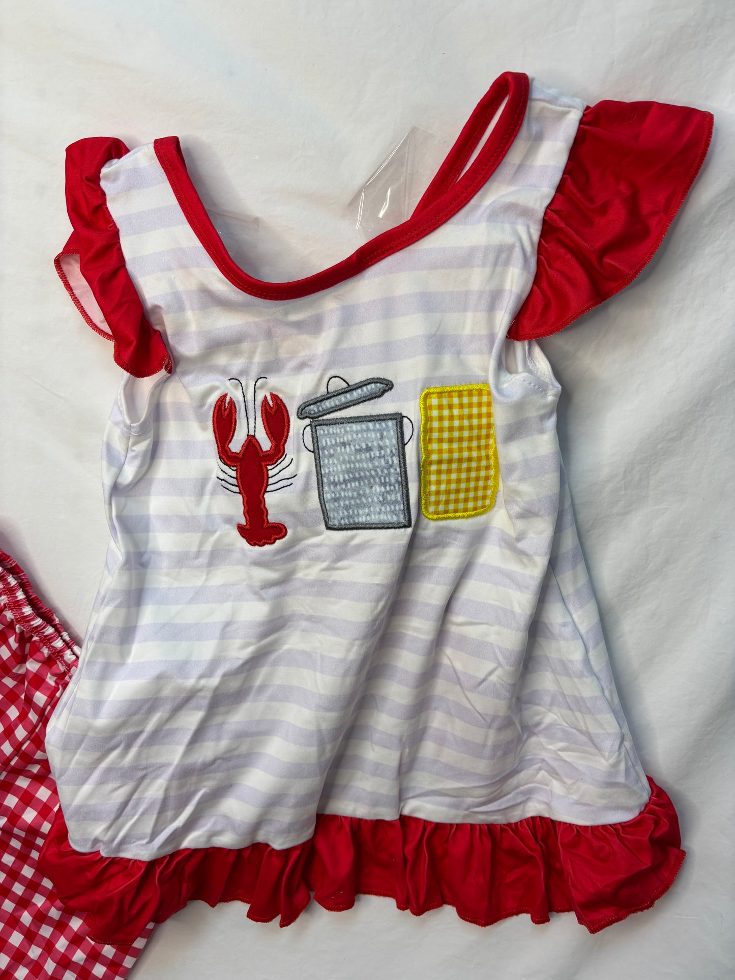 Crawfish Appliqué Cotton Two Piece Set