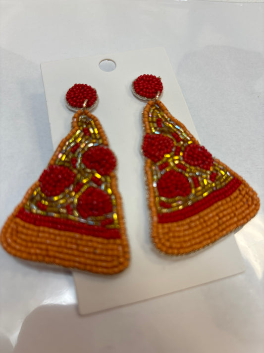 Pizza Seed Bead Earrings