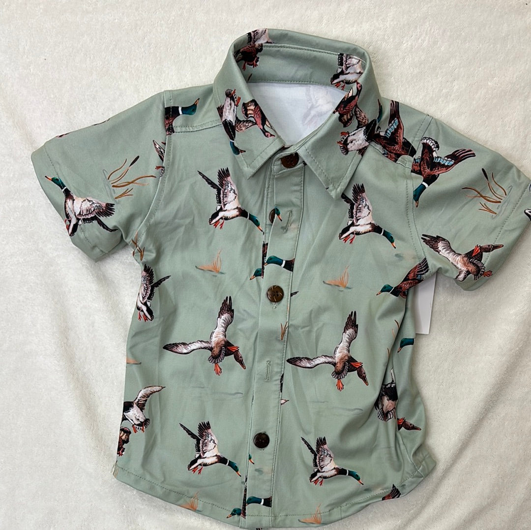 Green Duck Boy's Button Up Shirt