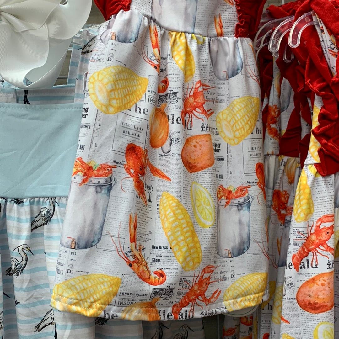Crawfish Newspaper Girl's Dress