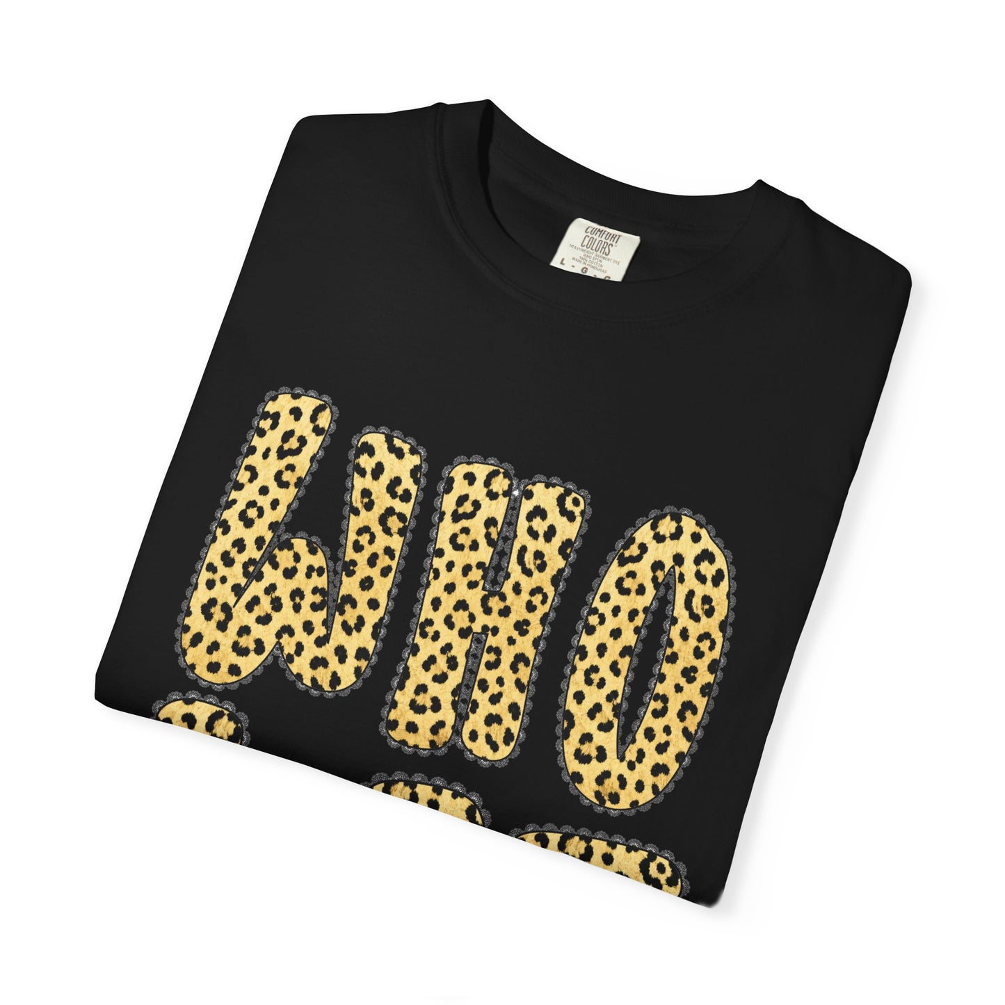 Who Dat Leopard Print T-Shirt — Retro Bold Graphic Tee for Fans & Streetwear