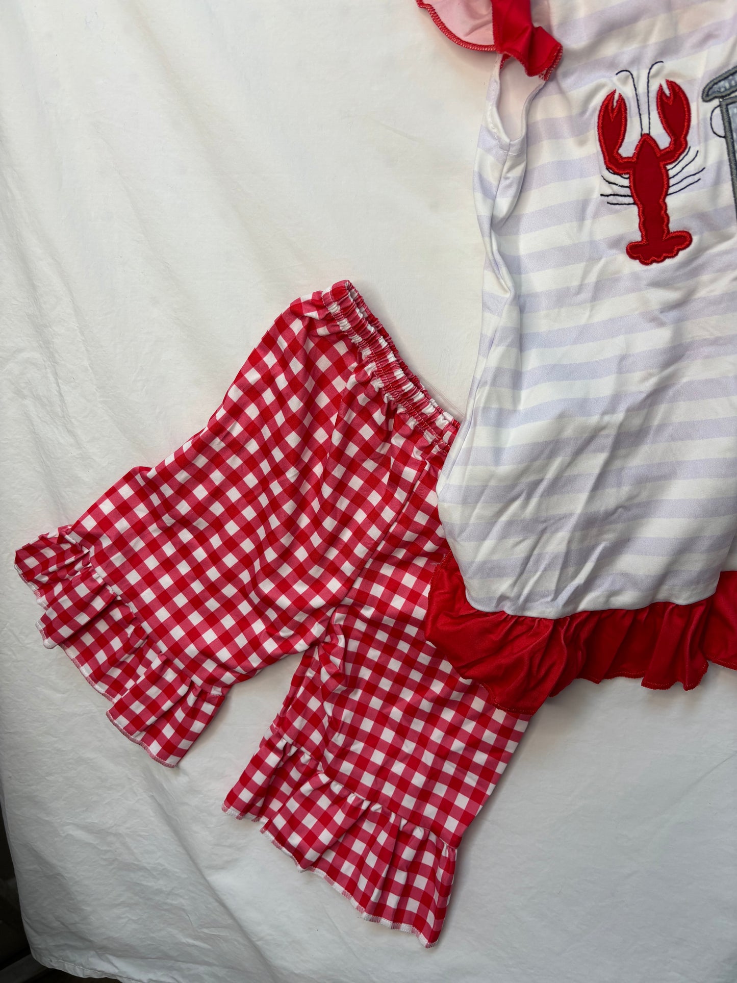 Crawfish Appliqué Cotton Two Piece Set