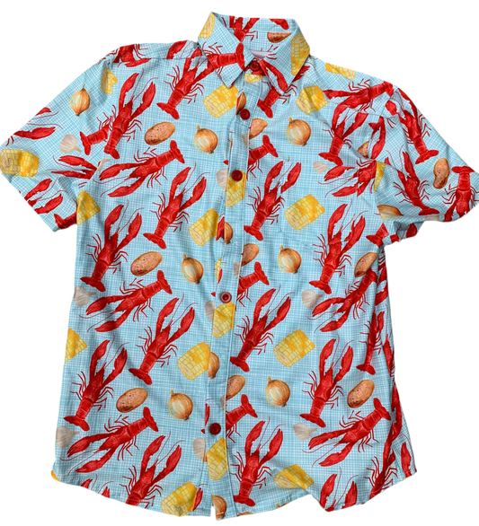 Teal Crawfish Men's Button Down Shirt