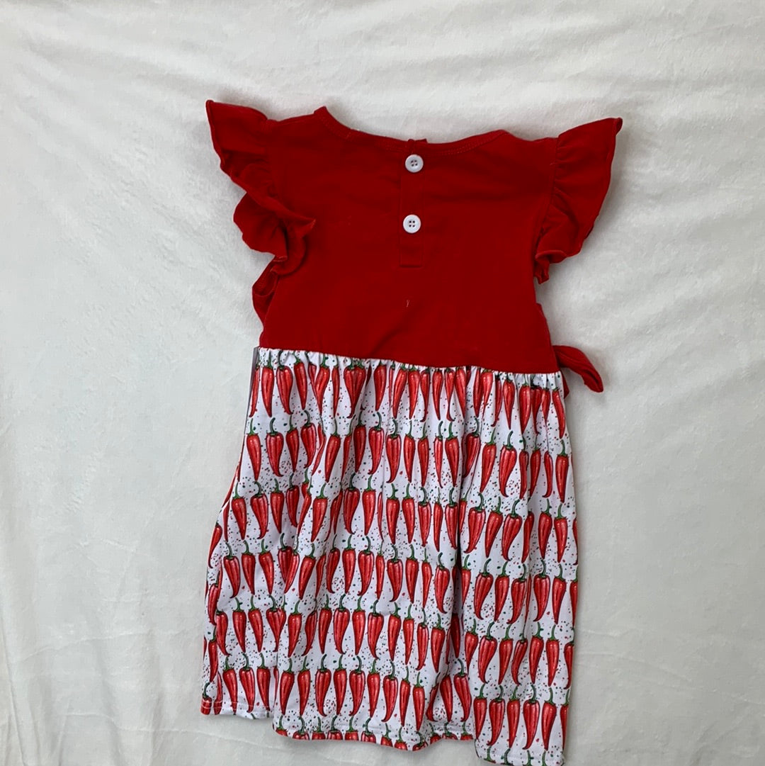 Chili Pepper Girls Dress with Red Top