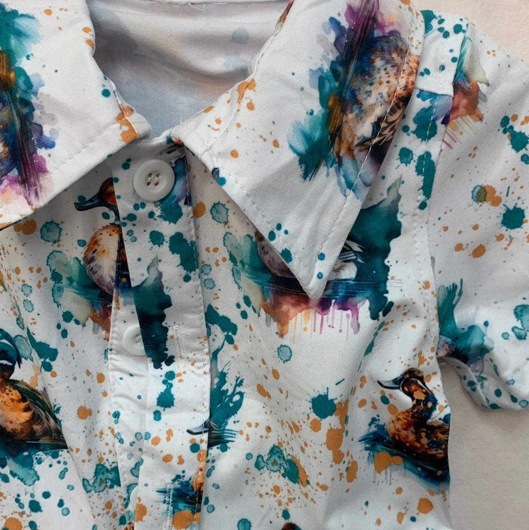 Duck Splatter Boys Button Down Shirt         JJ