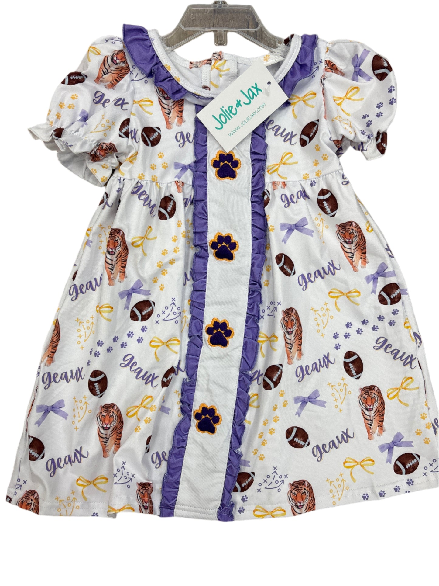 Game Day Tiger Embroidered Paw print Dress