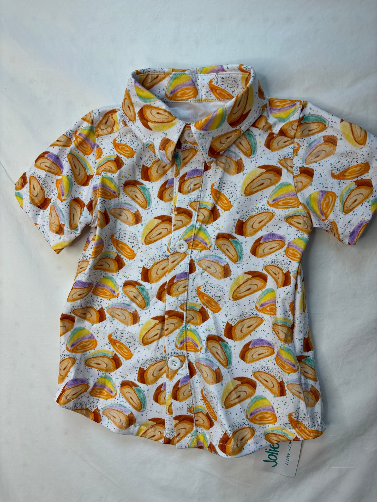 King Cake Splatter Boy's Button Down