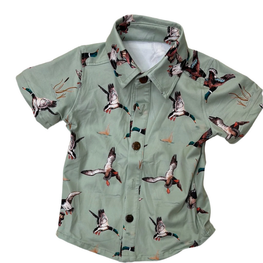 Green Duck Boy's Button Up Shirt