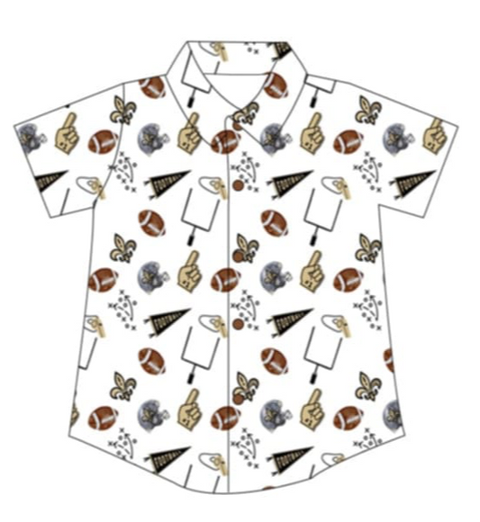 Fleur De Lis Football Adult Button Down