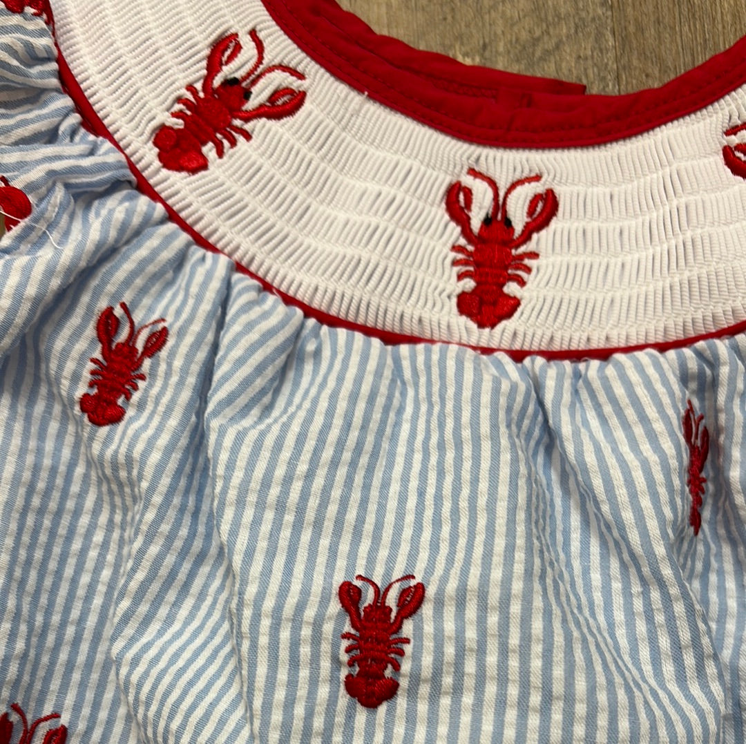 Seersucker Smocked Crawfish Dress