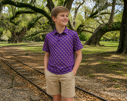 LSU LOUISIANA State University Tiger eye kids polo shirt