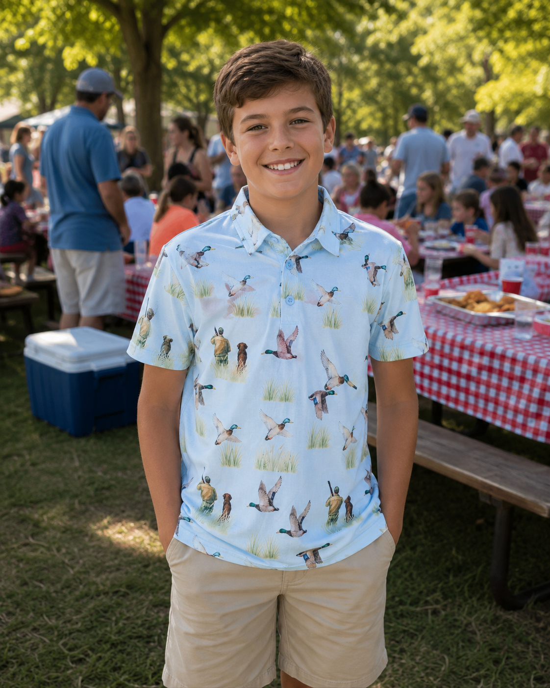 Boys polo shirt hunting, LOUISIANA swamps duck hunting hunter boutique clothing, Gulf Coast
