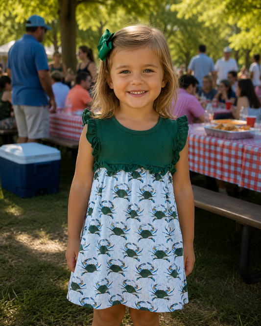 Green crab girls dress boutique, Gulf Coast, seafood Louisiana, Mississippi, Texas, Florida, Alabama