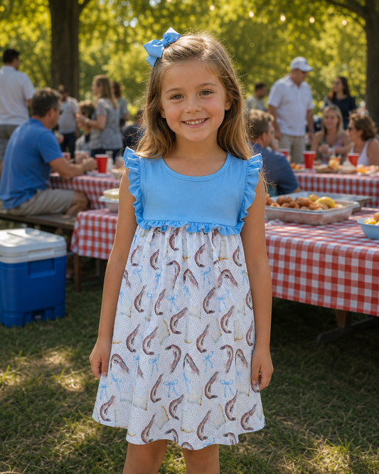 Girls dress Gulf Coast boutique shrimp clothing, Louisiana, Alabama, Mississippi, Florida