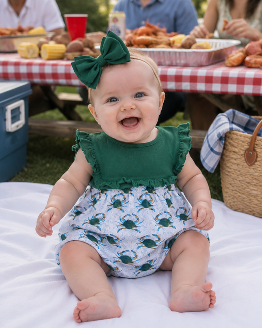 Green crab bubble, children’s boutique, clothing, seafood Louisiana, Mississippi, Gulf Coast