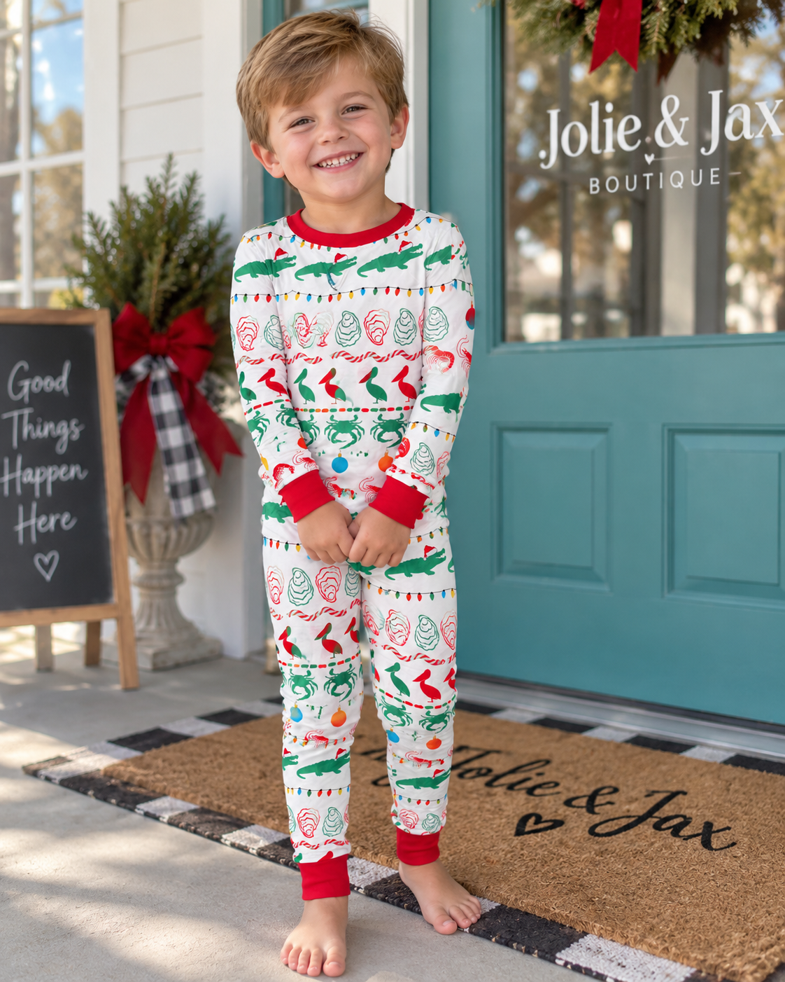 boys lounge set christmas cajun bamboo Louisiana New Orleasn

