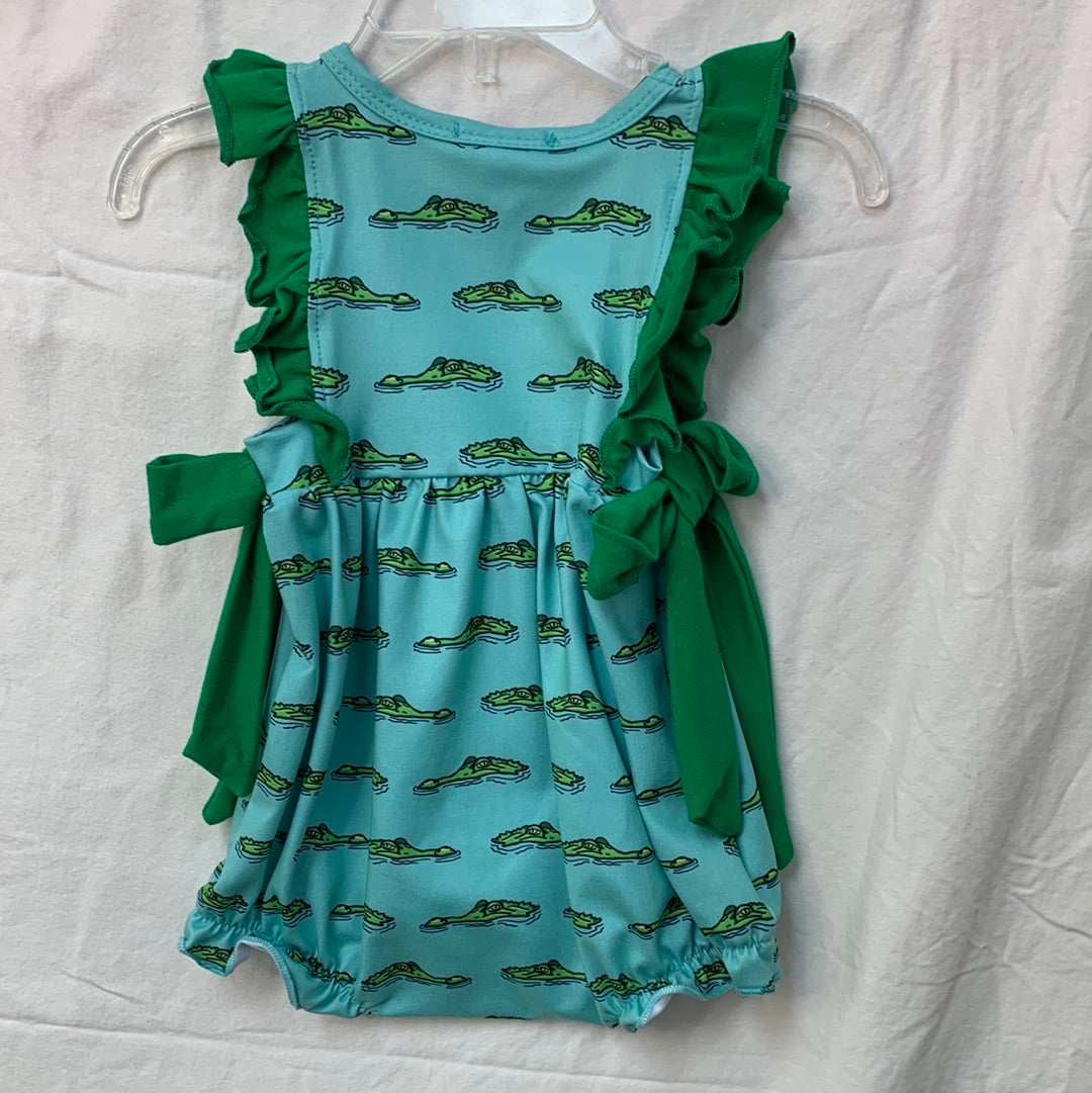 Alligator Bubble with Green Ruffle Accents