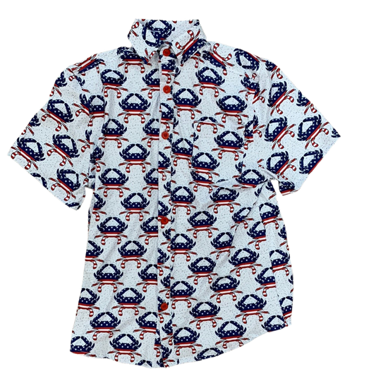 Patriotic Crab Print Mens Shirt