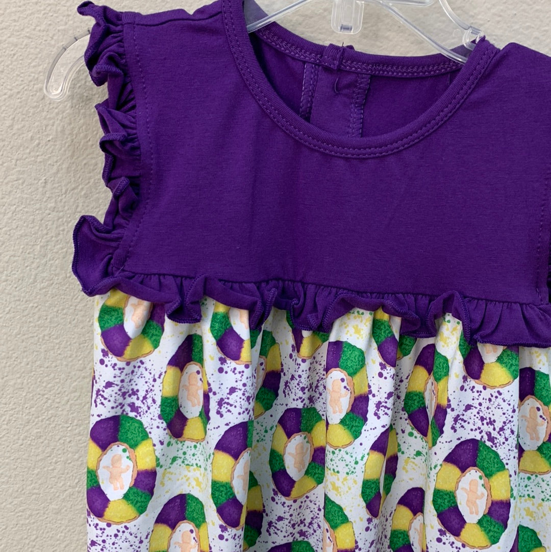 King Cake Dress with Purple Top and Ruffles
