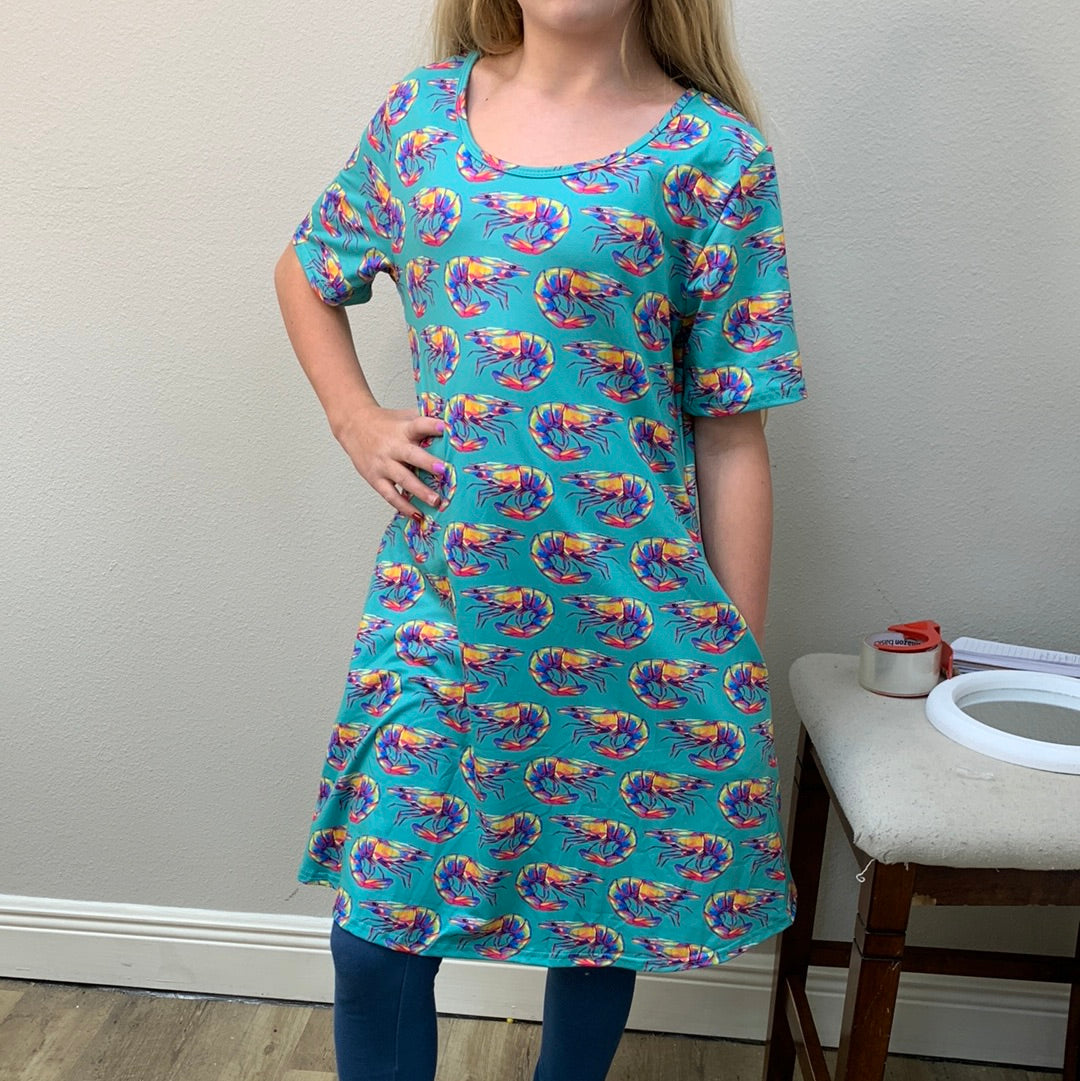 Teal Shrimp fit and flare dress with pockets for Women