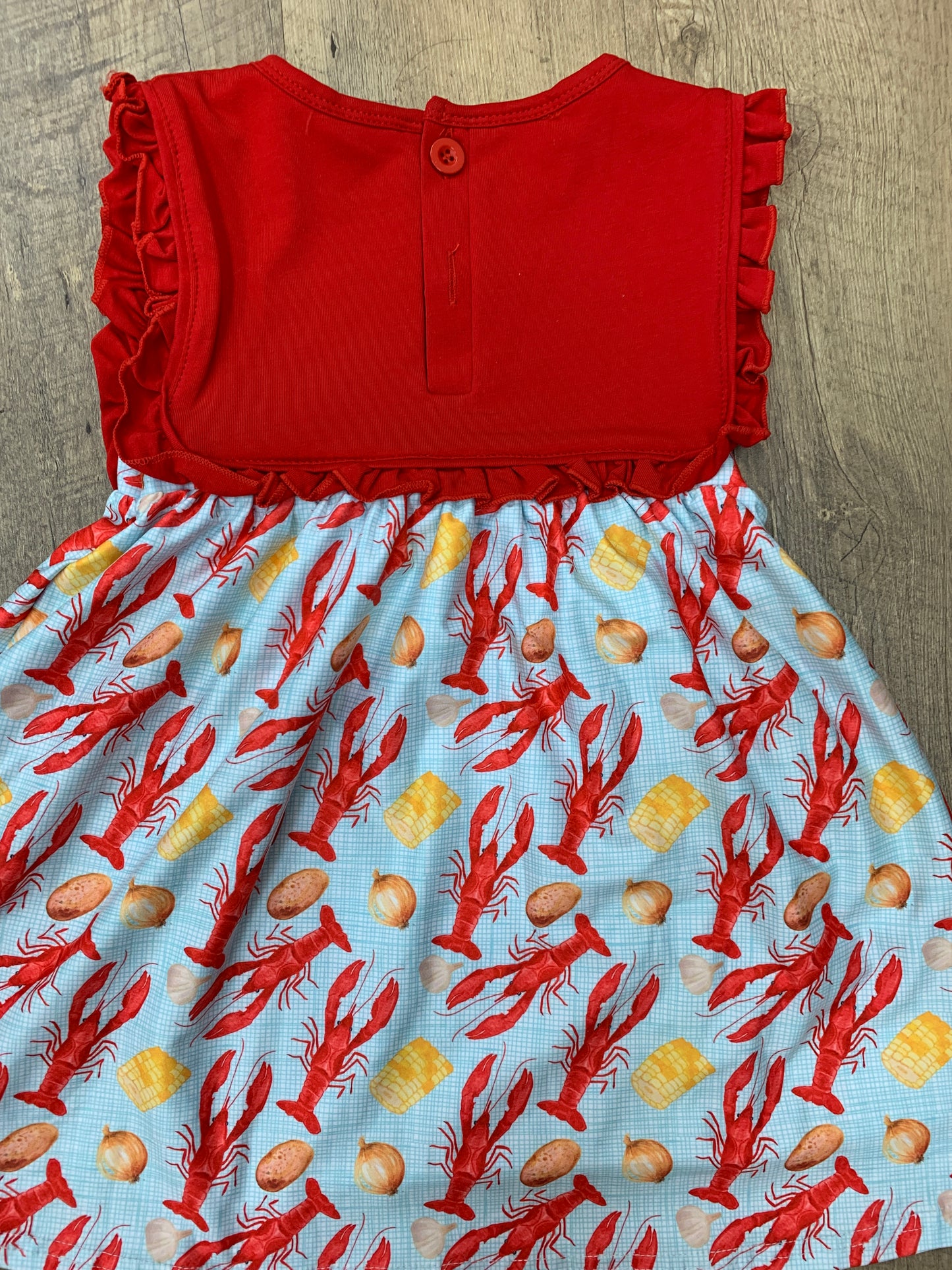 Teal crawfish Girls Dress with Pockets