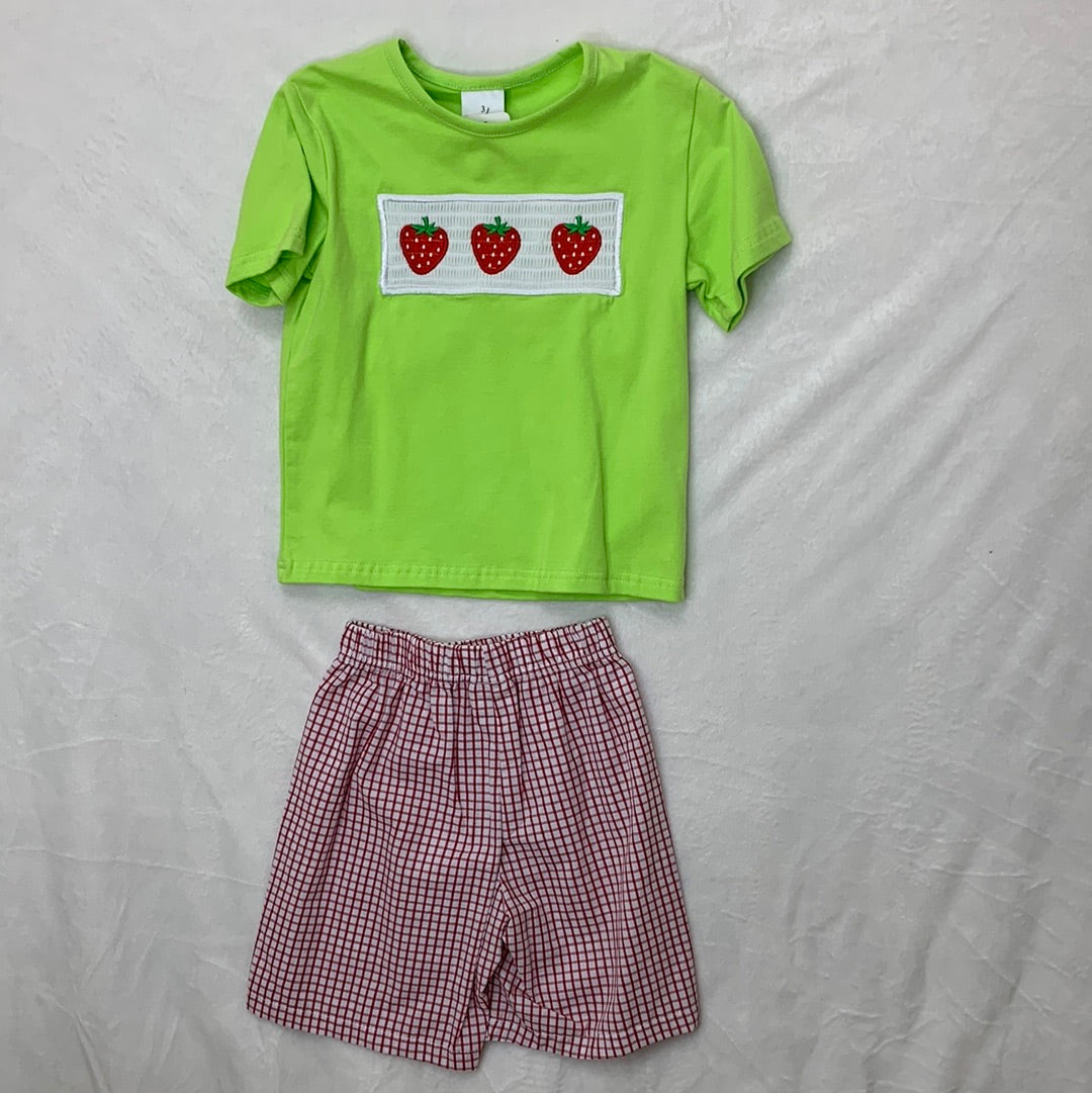 Strawberry Smocked Shirt and Shorts Set