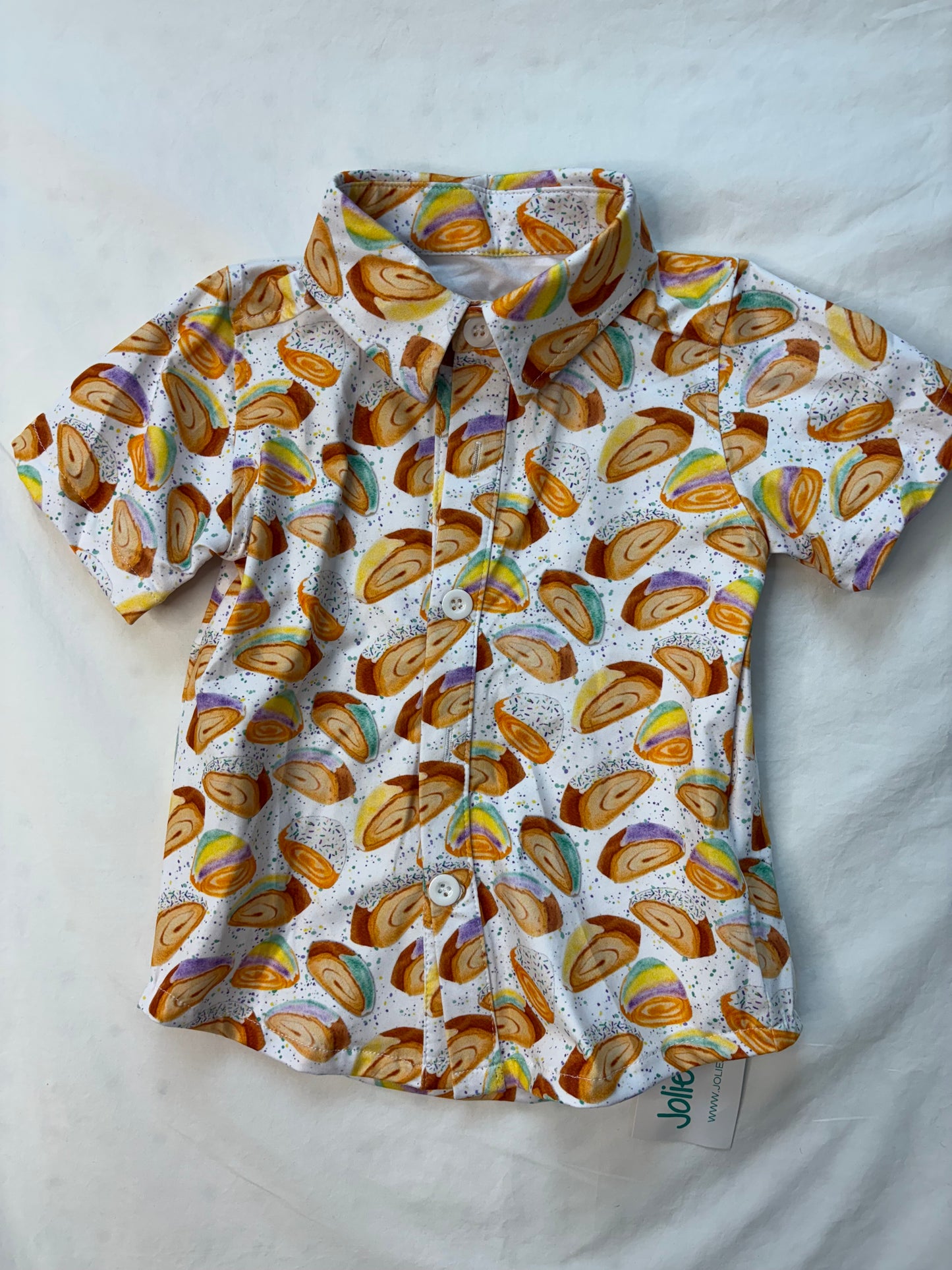 King Cake Splatter Boy's Button Down