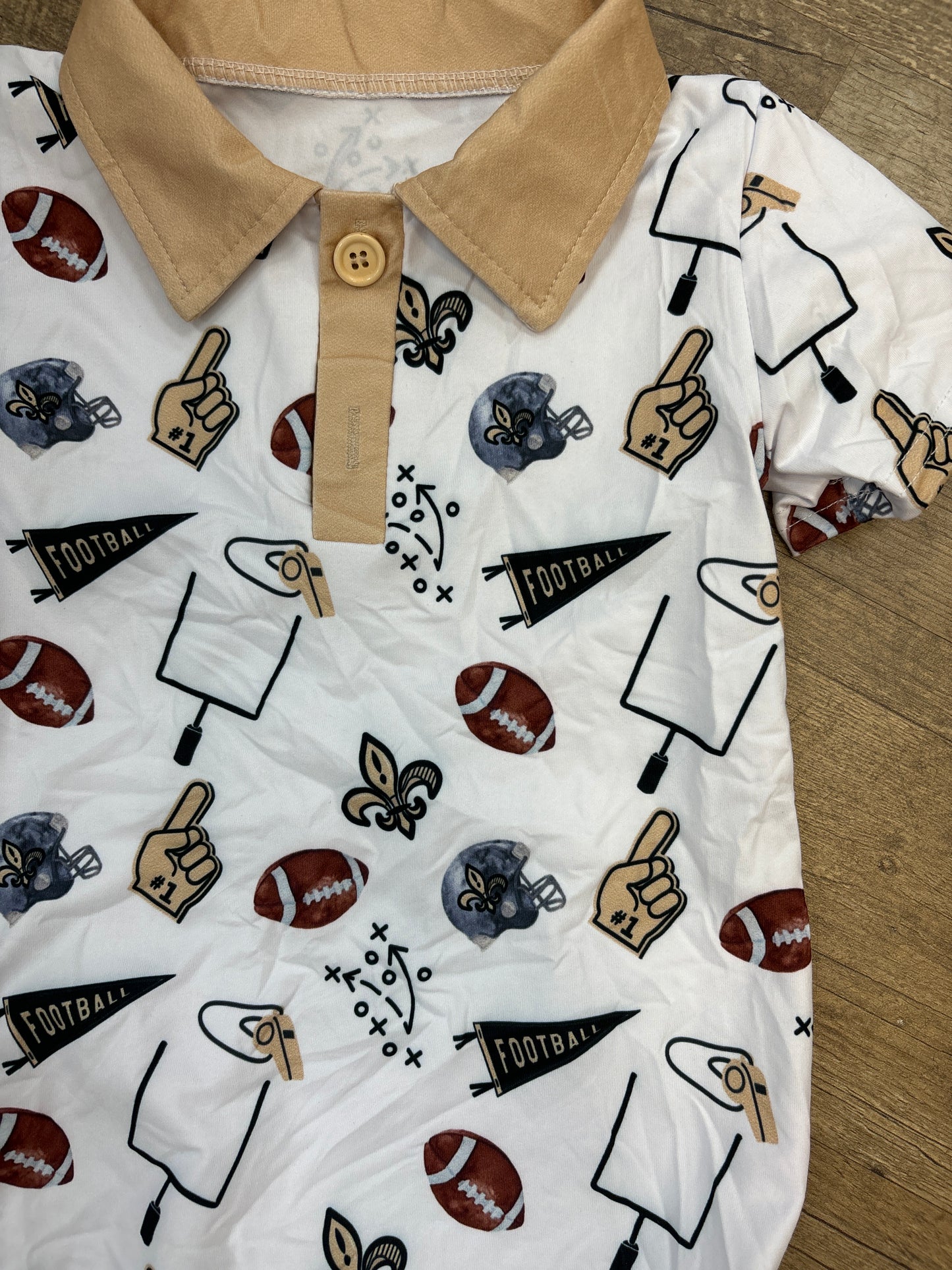 Fleur De Lis Football Polo Romper