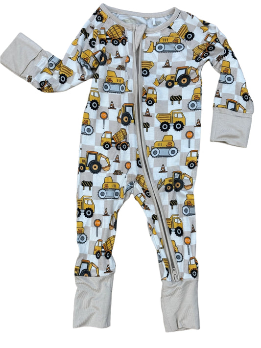 Construction Zip up Bamboo Romper