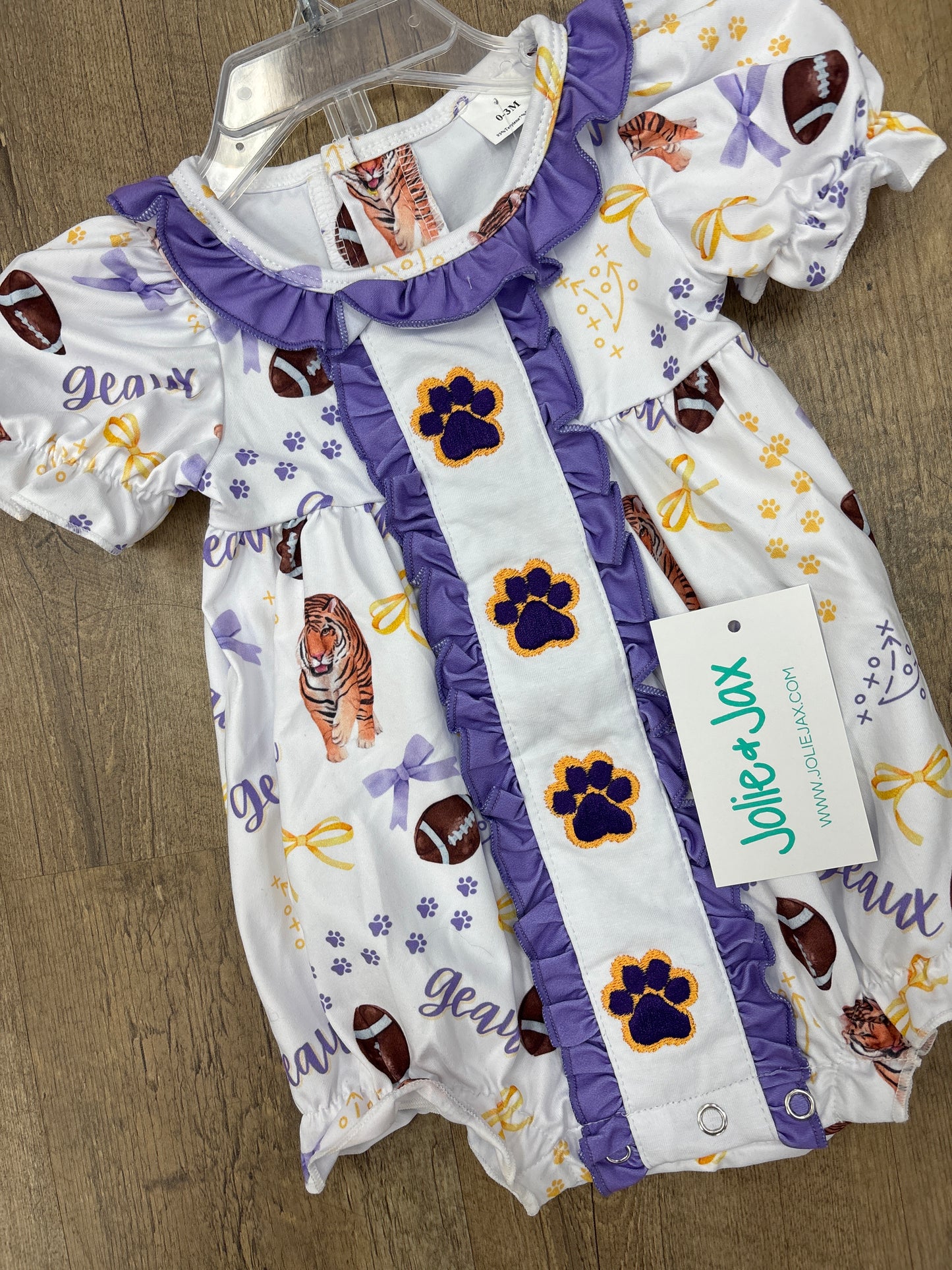 Game Day Tiger Embroidered Paw Print Bubble