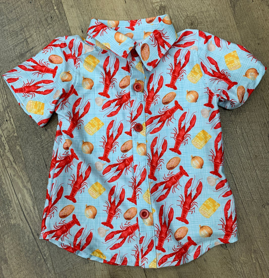 Teal Crawfish Kid's Button Down Shirt